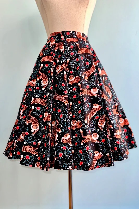 Tiger Flower Field Full Skirt by Eva Rose