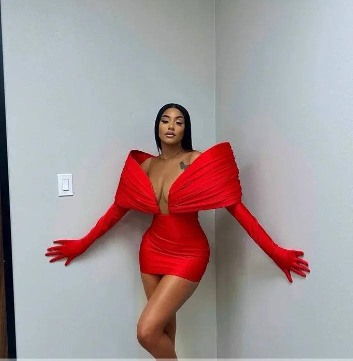 Stunning New Red 2024 Prom Gown With Two Gloves Off Shoulder Birthday Party Cocktail Dresses Robe De Bal Custom-Made