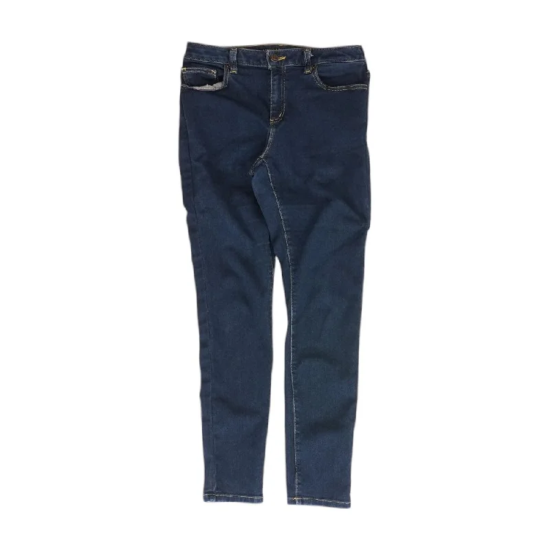 Blue Solid Skinny Leg Jeans