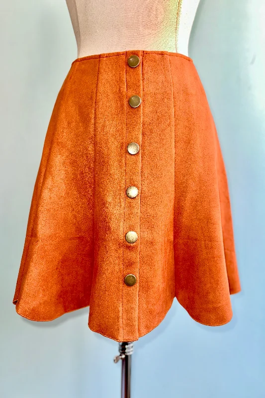 Orange Panelled Faux Suede Mini Skirt by Voodoo Vixen