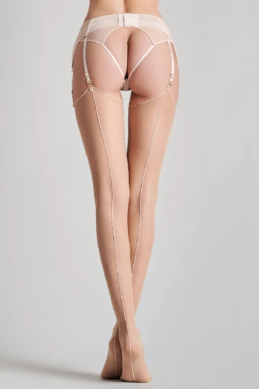 Nude Cut & Curled Pink Seam Stockings 20 Denier