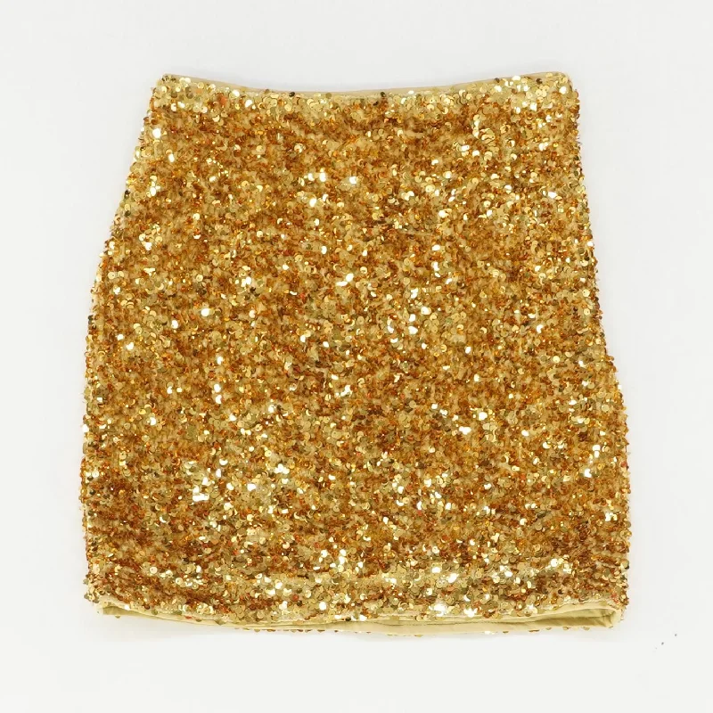 Gold Solid Mini Skirt