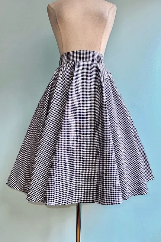 Navy Gingham Circle Skirt by Heart of Haute