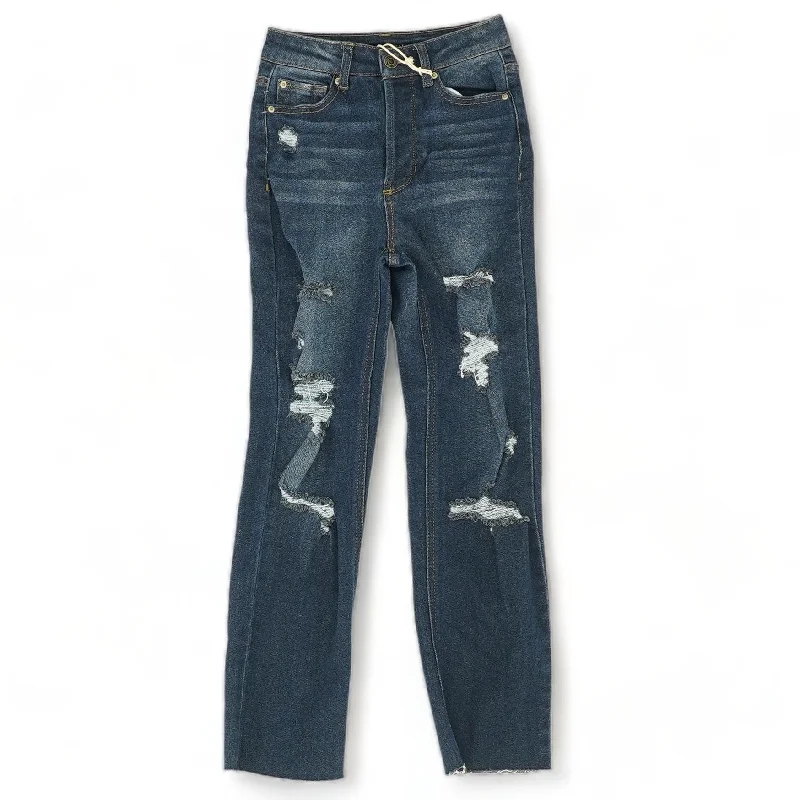 Blue Solid High Rise Skinny Leg Jeans