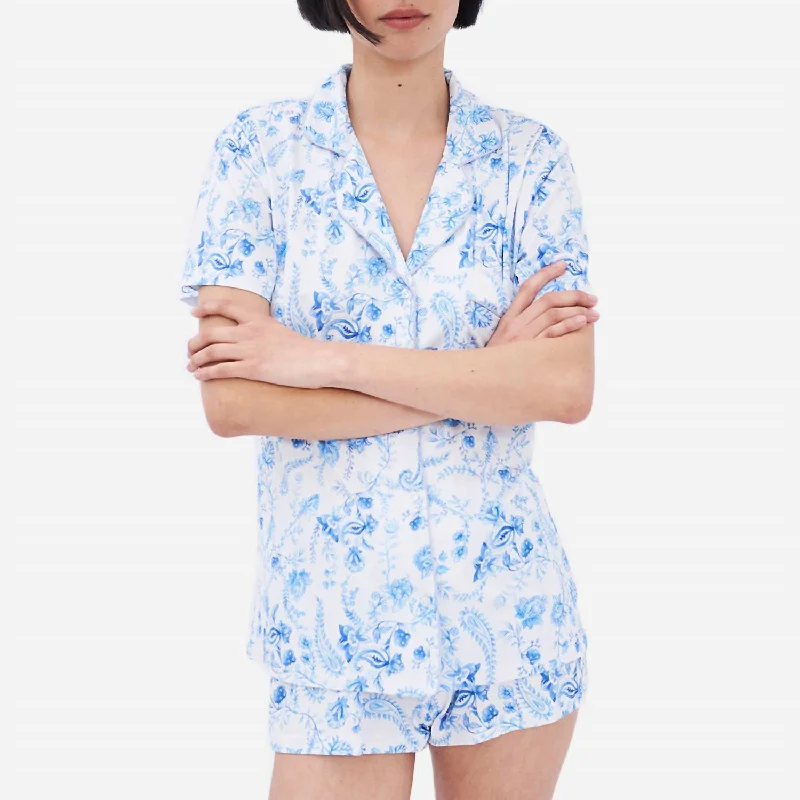 Soft Tencel Modal Short Paisley Pajama Set In Spring Paisley