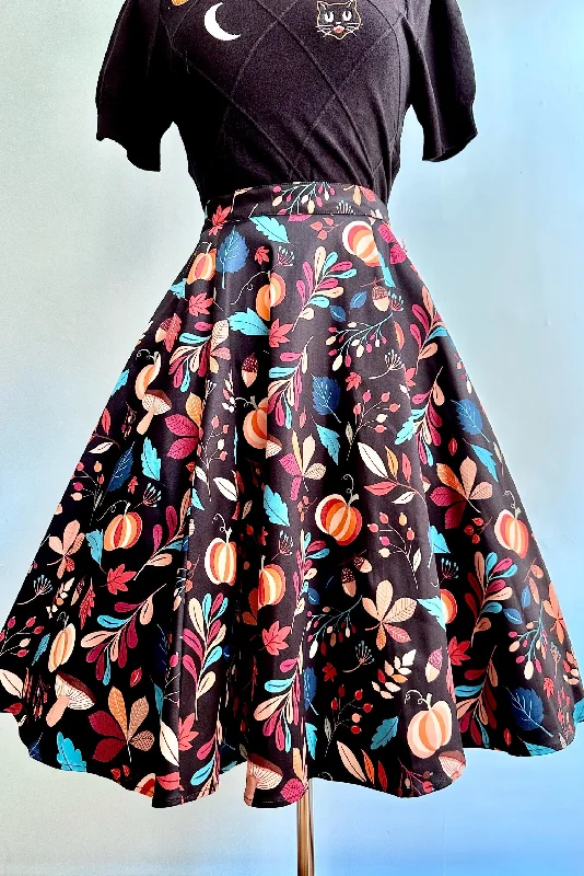 Pumpkins and Leaves Full Skirt by Eva Rose