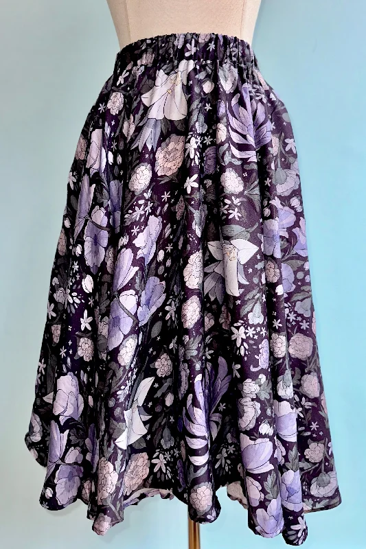 Lavender and Olive Floral Midi Skirt by Morning Witch