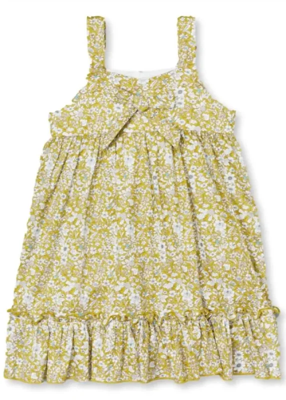 Toddler's Spring Floral Maxi Dress In Mustard