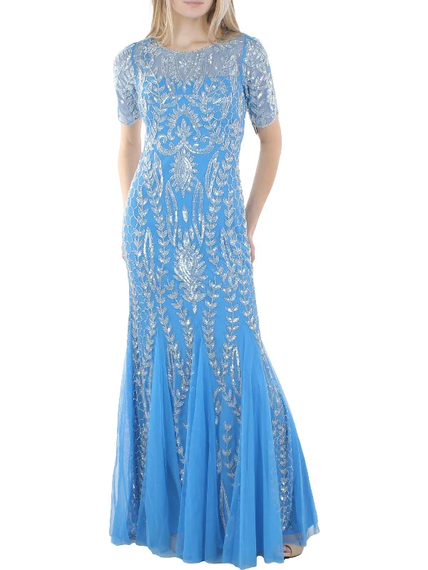 Womens Embellished Maxi Evening Dress