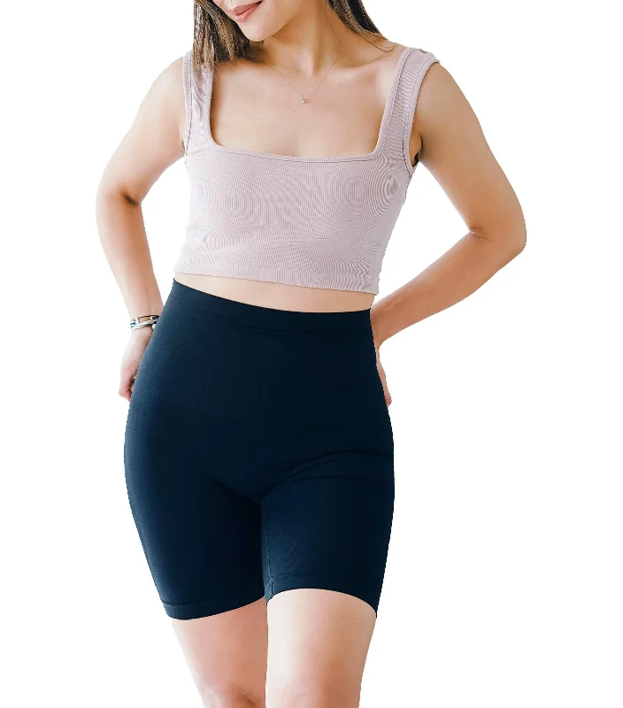 Postpartum Tummy Control Biker Shorts - Black