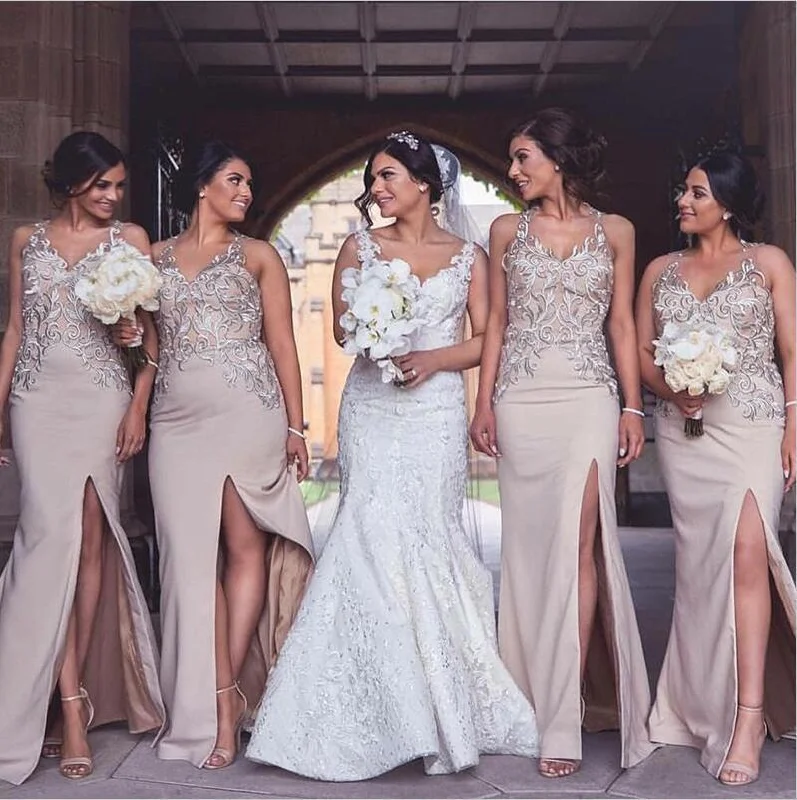 Charming Long Sexy Unique Mermaid V-Neck Bridesmaid Dresses, WG265