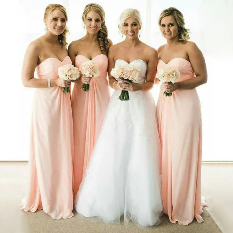 Simple Cheap Chiffon Sweet Heart Formal A Line Floor-Length Wedding Party Bridesmaid Dresses, WG173