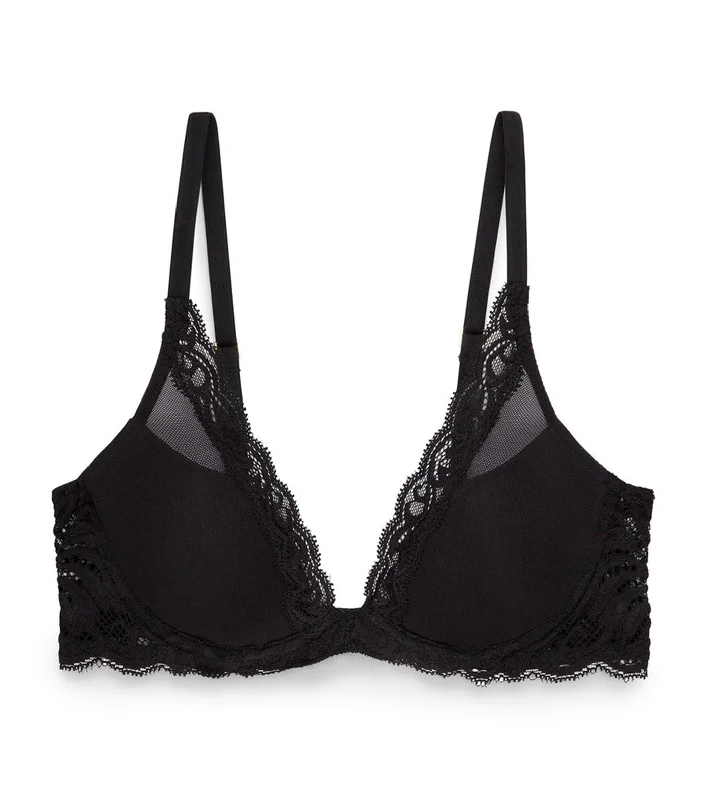 Feathers Contour Plunge Bra Black