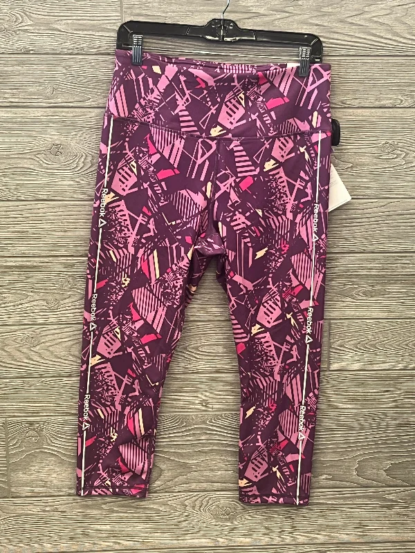 Purple Athletic Leggings Capris Reebok, Size L