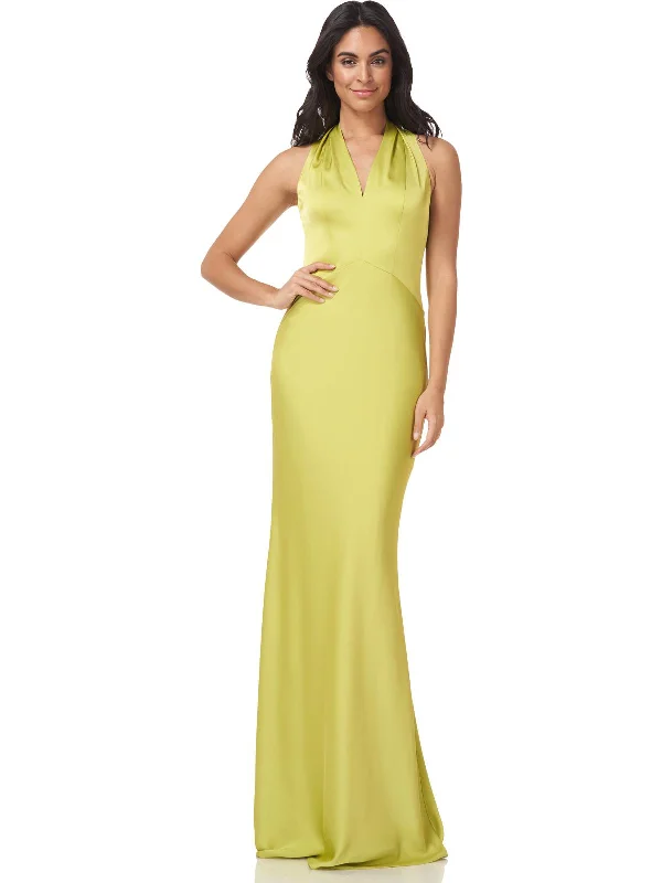 Fallon Womens V Neck Maxi Evening Dress