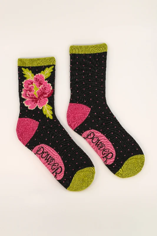 Powder Ladies Bamboo Cotton Knit Socks - Painted Peony