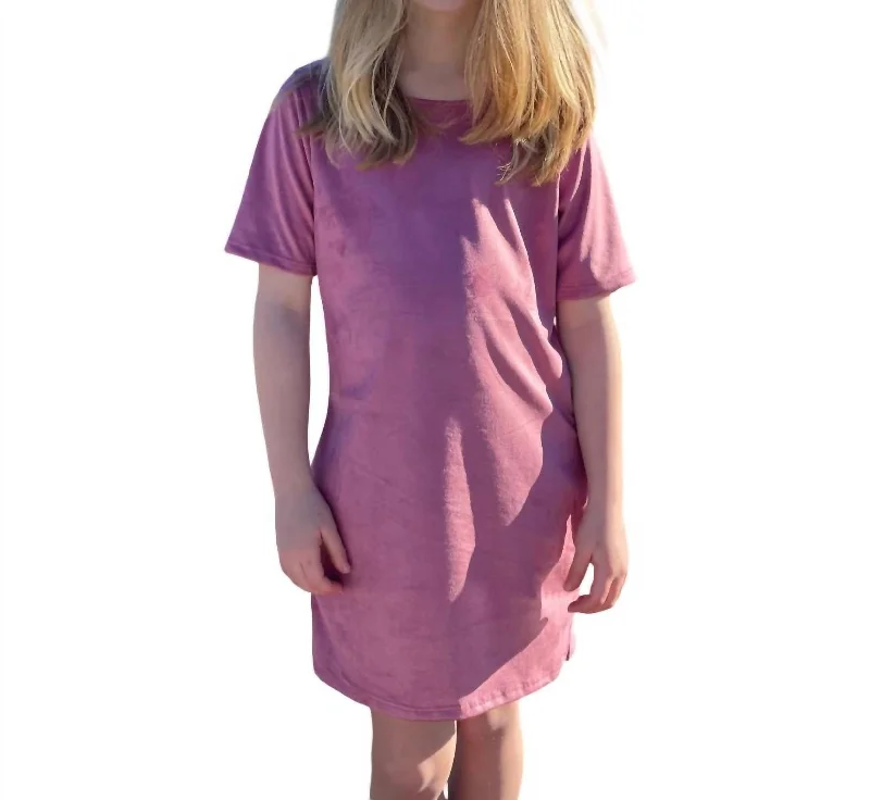 Girl's Suede Mini Dress In Pink