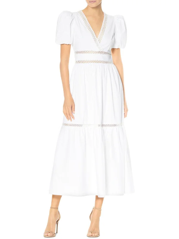 Womens Poplin Short Sleeves Maxi Dress