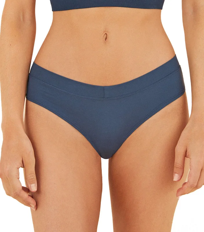 Wide Blue Gathered Brazilian Panties