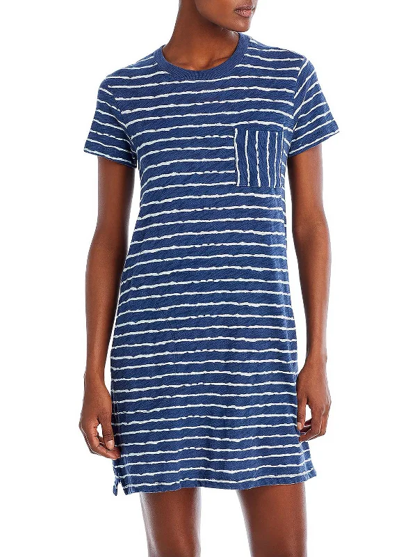 Womens Striped Mini T-Shirt Dress