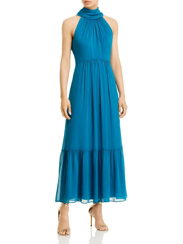 Womens Chiffon Maxi Halter Dress