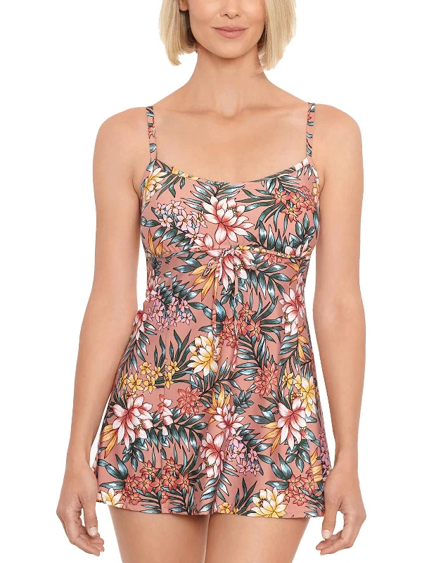 Womens Floral Bust Support One-Piece Swimsuit