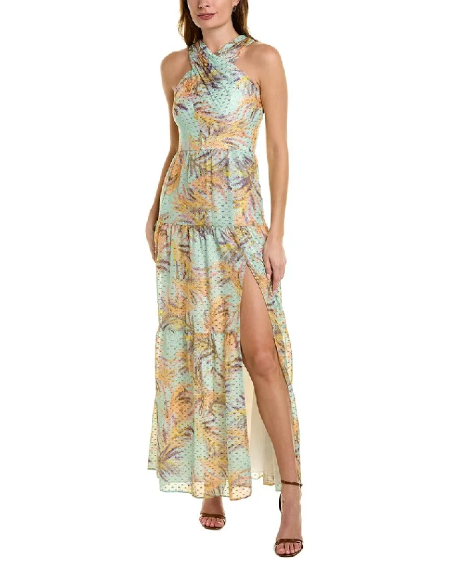 Aidan by Aidan Mattox Halter Tiered Maxi Dress