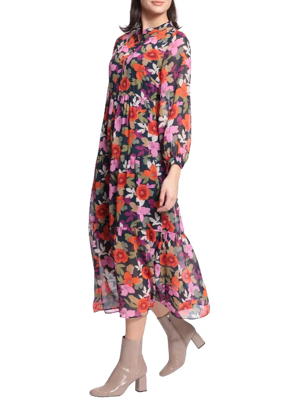 Womens Floral Long Shirtdress