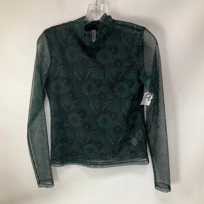 Top Long Sleeve By Anthropologie In Black & Green, Size: Xs