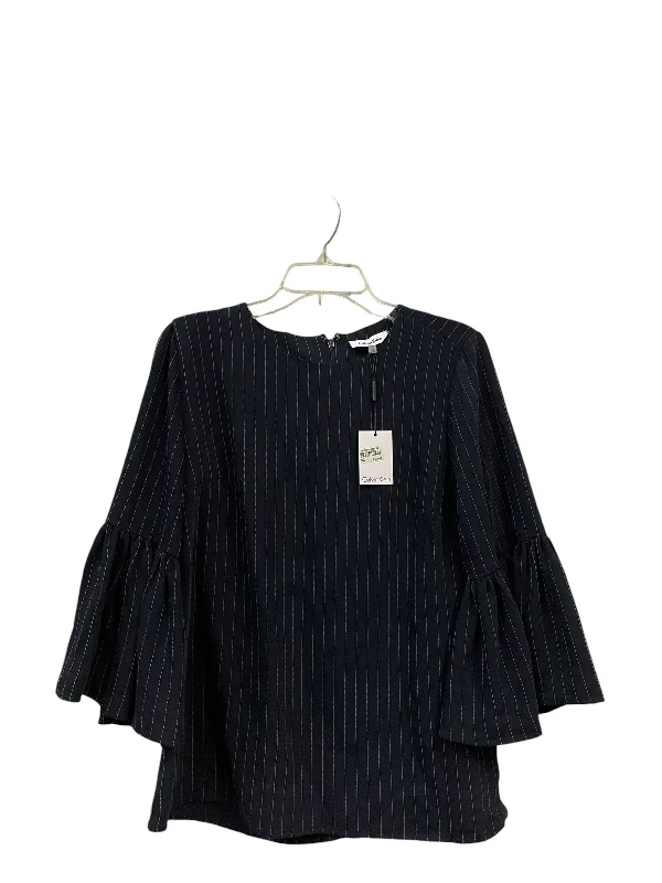 Top Long Sleeve By Calvin Klein In Navy, Size: S