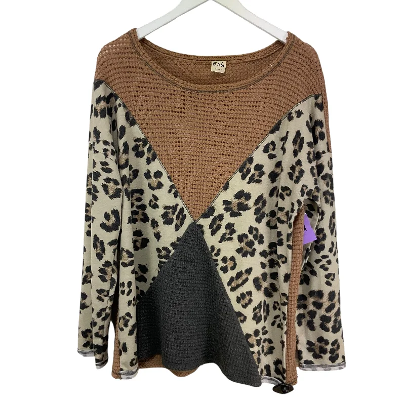 Top Long Sleeve By Clothes Mentor In Animal Print, Size: L