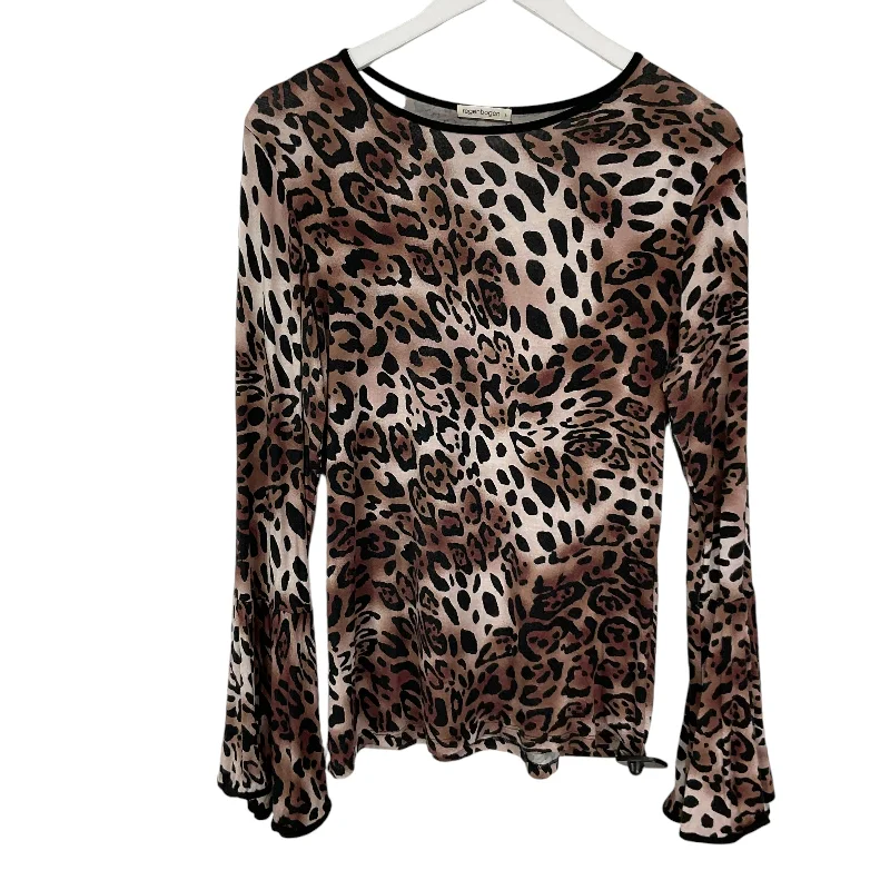 Top Long Sleeve By Cme In Animal Print, Size: L