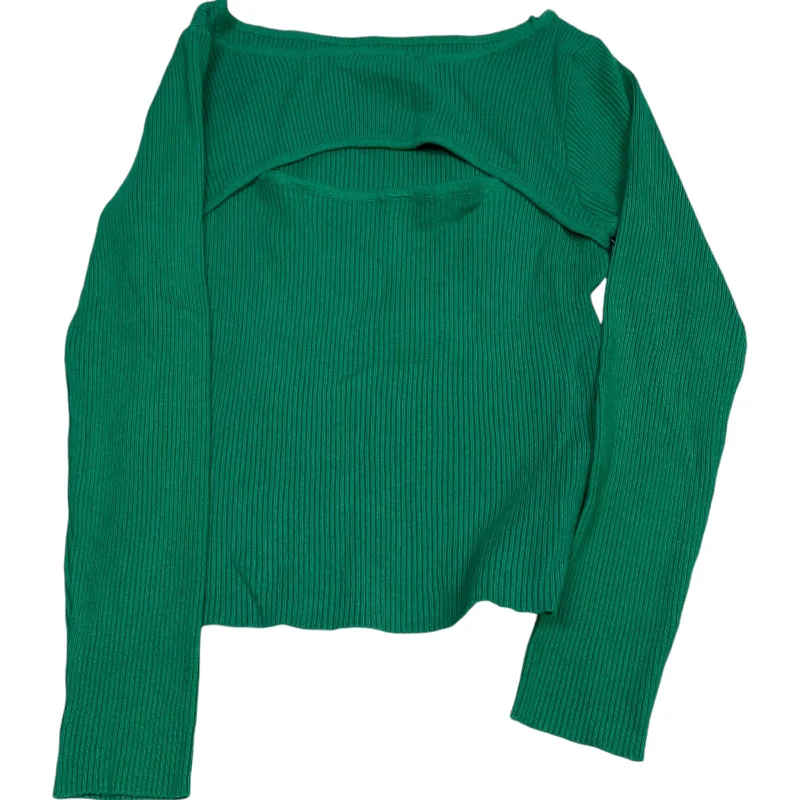 Top Long Sleeve By Cmf In Green, Size: L