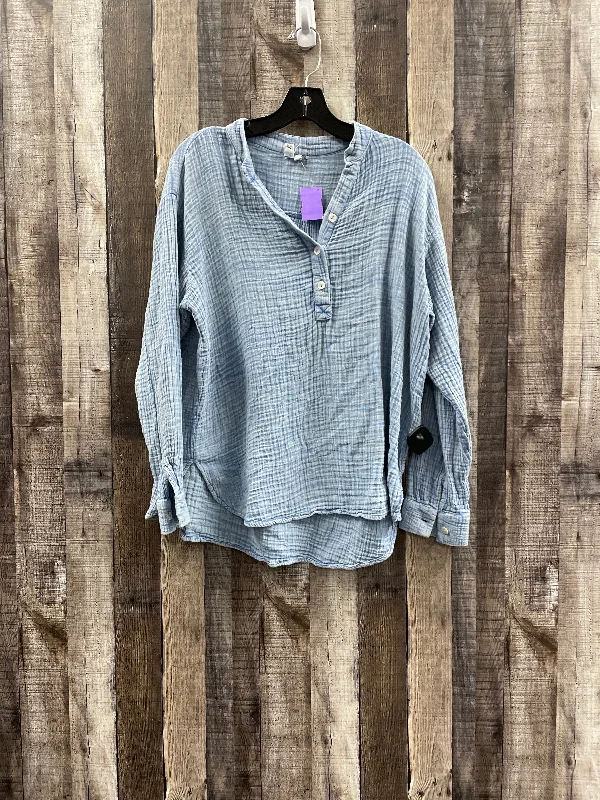 Top Long Sleeve By Elan In Blue, Size: Xs