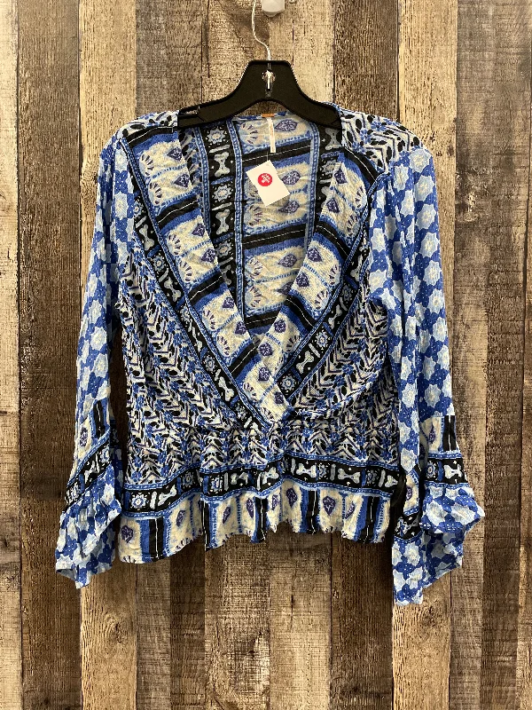 Top Long Sleeve By Free People In Blue, Size: L