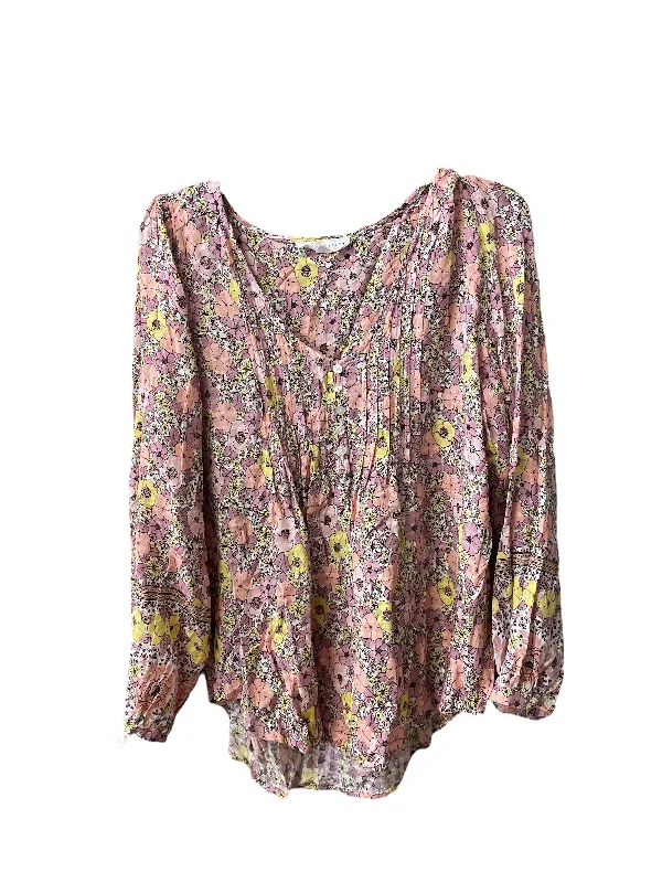 Top Long Sleeve By Jane And Delancey In Floral Print, Size: L