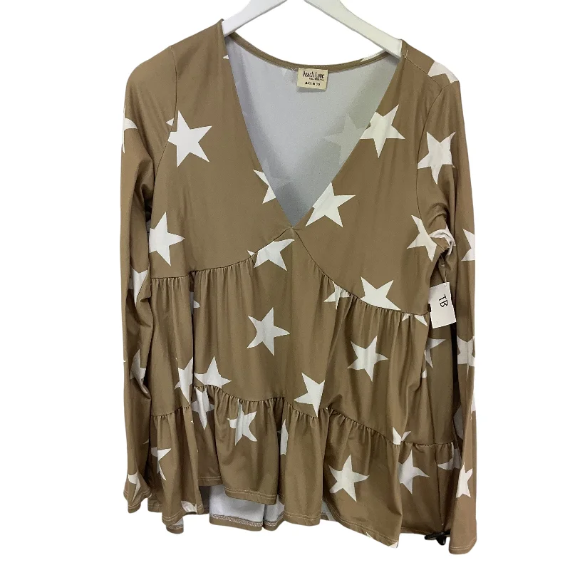 Top Long Sleeve By Peach Love Cream California In Gold, Size: L