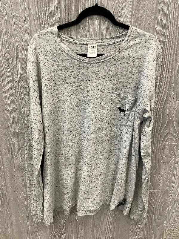 Top Long Sleeve By Pink In Grey, Size: L