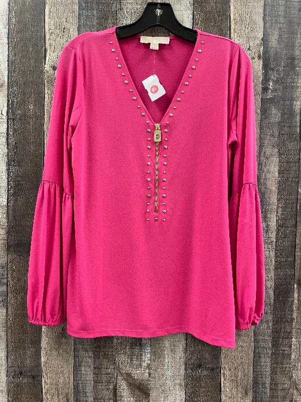 Top Long Sleeve Designer By Michael Kors In Pink, Size: S